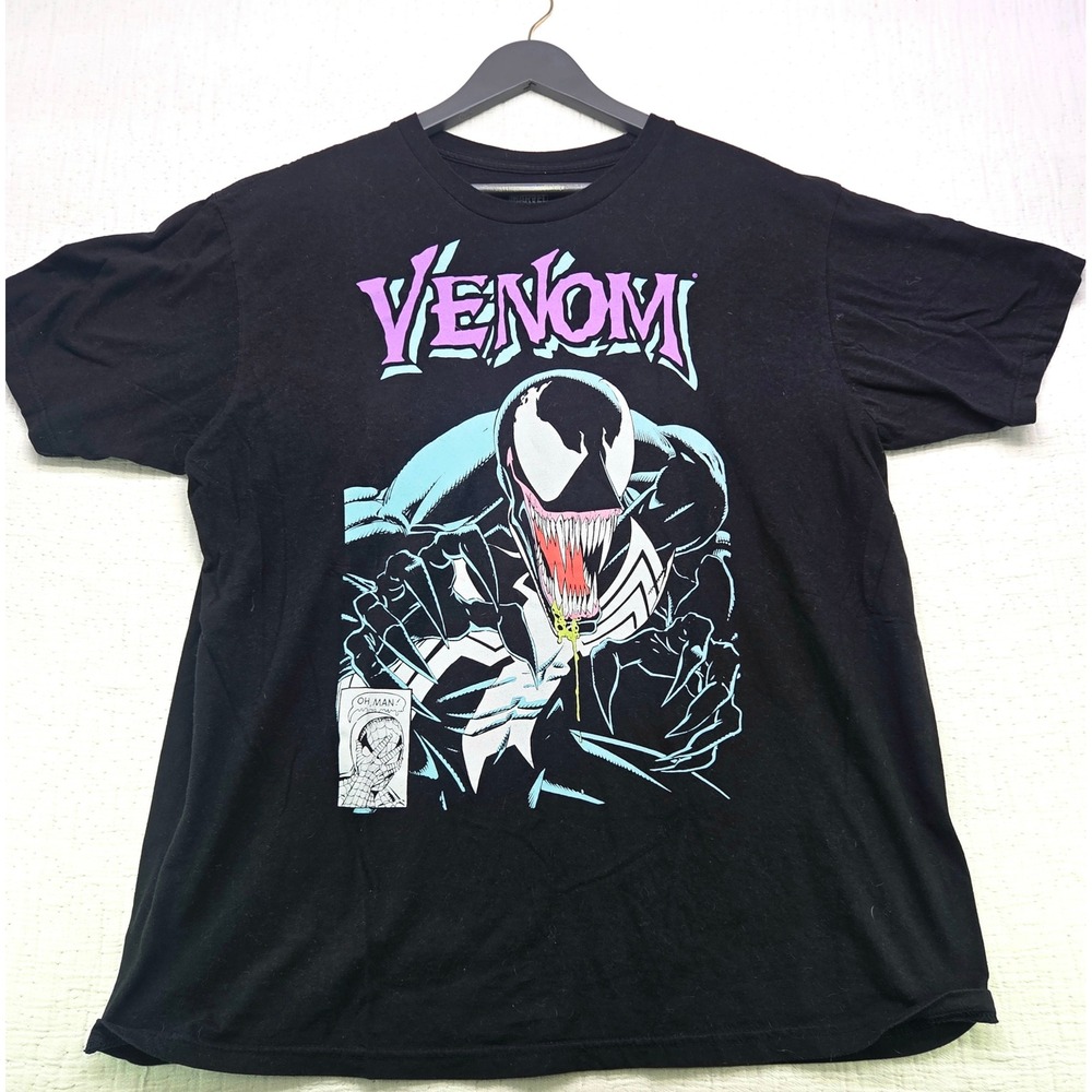Marvel Venom Graphic T-Shirt Mens XL Black Mad Engine Spider-Man Comic Tee